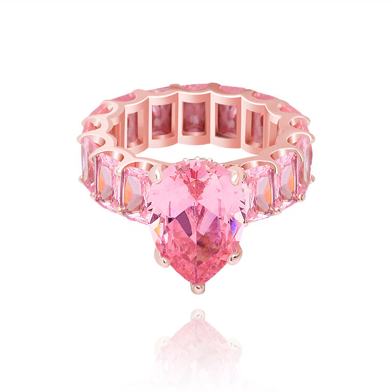 Luxury Fashion Iced Out Bling Water Drop Finger Rings For Women Gifts