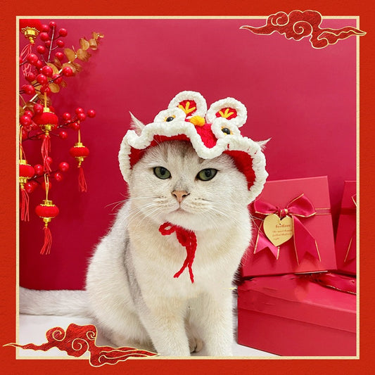 New Year Festive Clothes For Pet Cats And Dogs Tiger Head Hats