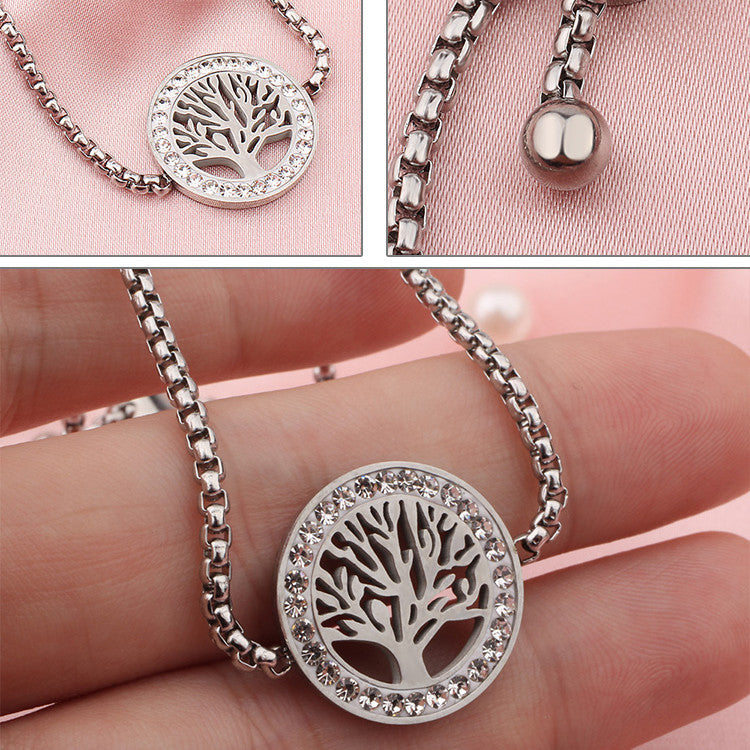 New Stainless Steel Adjustable Heart Tree Bracelets Women