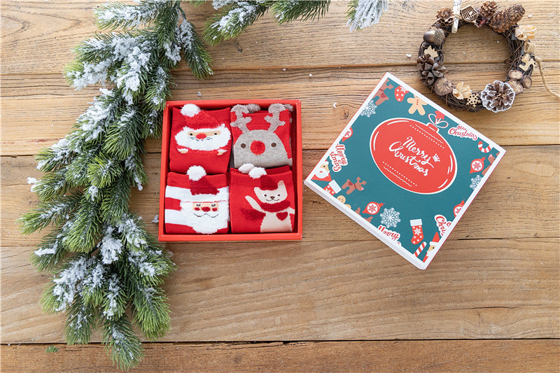 New Year And Christmas Present In Tube Animal Socks