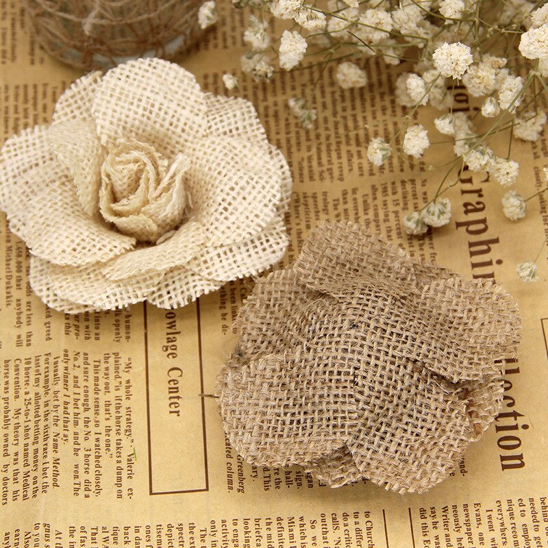 Handmade Jute Hessian Burlap Flowers Rose