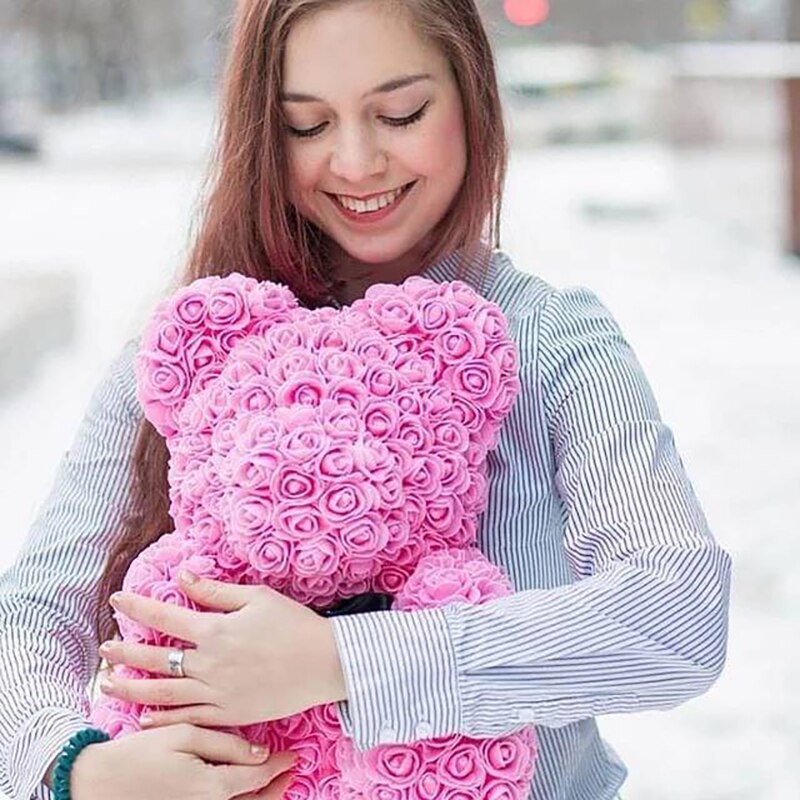 40cm Teddy Bear of Rose Artificial Flowers