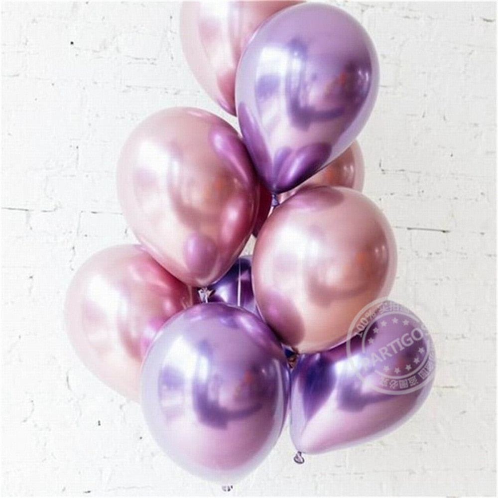 Glossy Metal Pearl Latex Balloons Thick Chrome Metallic