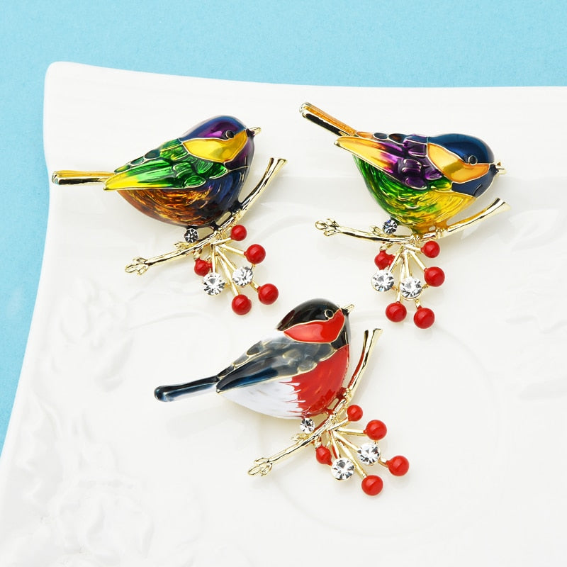 Wuli baby Multicolor Bird Brooch Pins