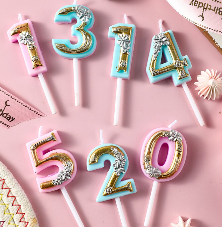 Baking Cartoon Flower Digital Number Candle
