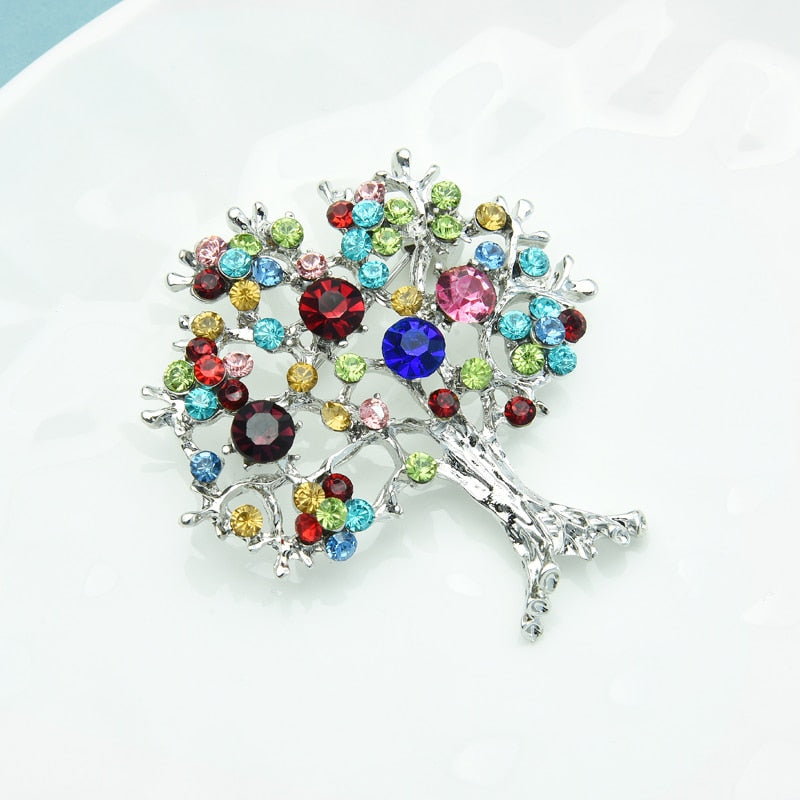 Multicolor Rhinestone Tree Brooches Christmas Tree