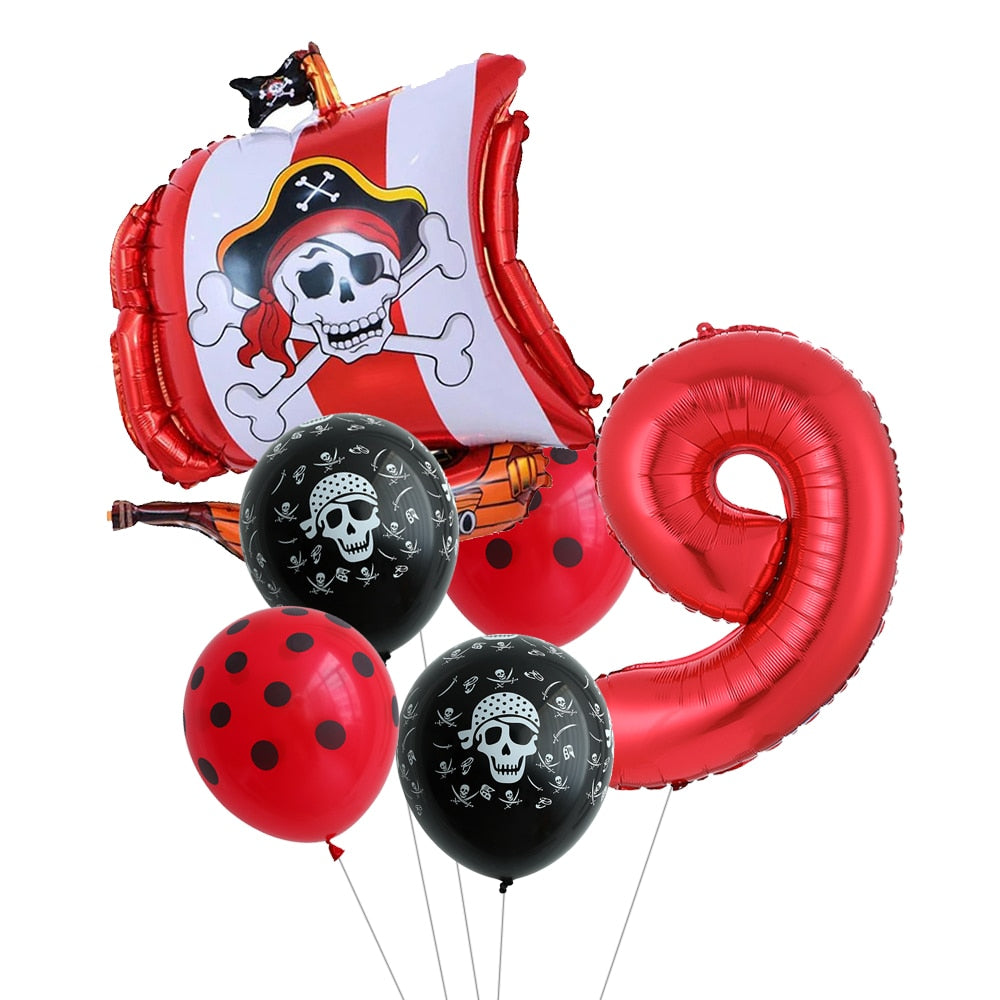 Pirate Ship Balloons Polka Dot Skull Helium Balloon