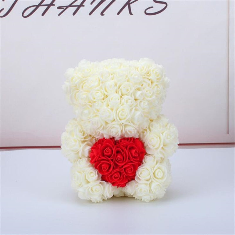 Artificial Flowers Rose Bear Present