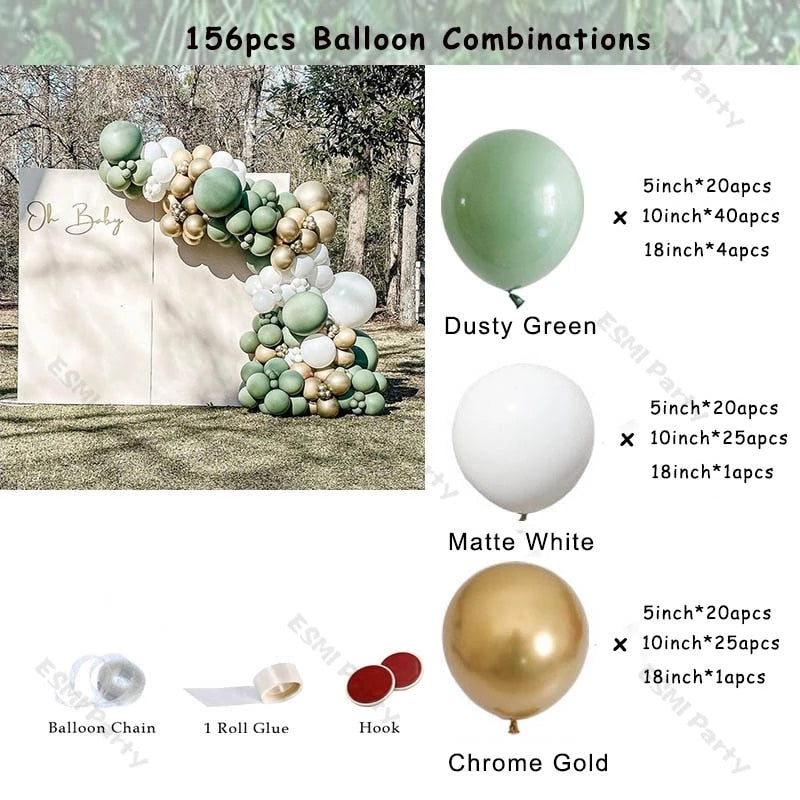 Sage Green Balloons Garland DIY Decoration