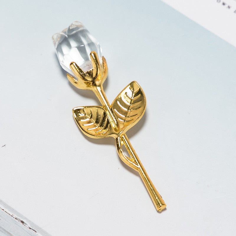 Valentines Day Gift Crystal Glass Rose Artificial Flower