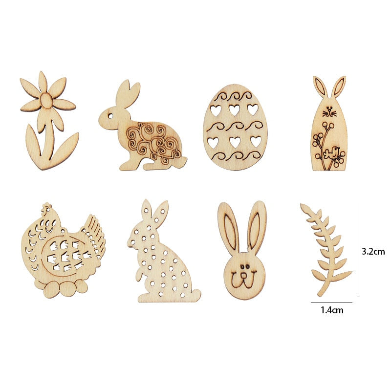 Happy Easter Rabbit Eggs Wooden Craft Easter Decorations