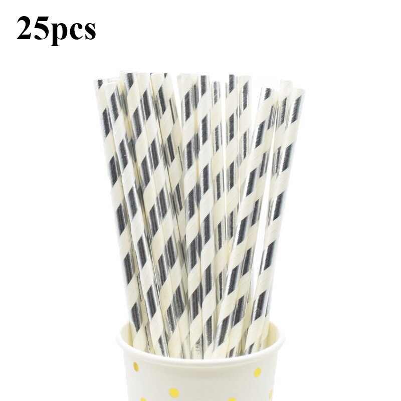 Foil Gold/Silver Disposable Drinking Paper Straws