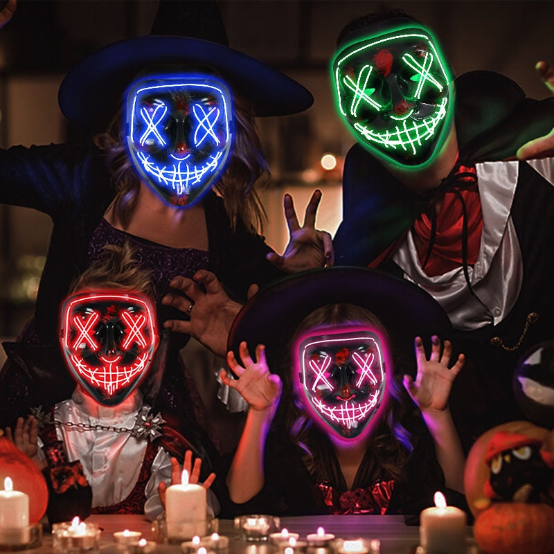 LED Halloween Mask Luminous Glow In The Dark Mascaras