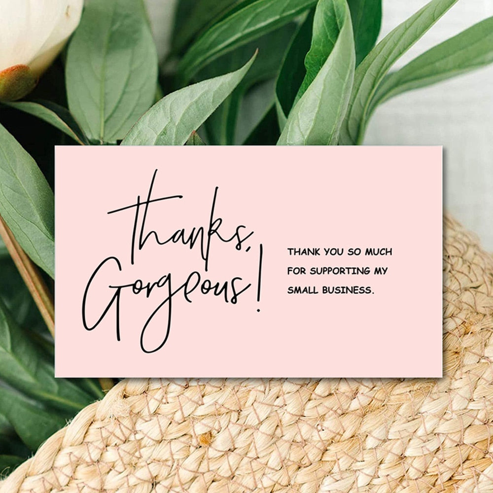Pink Thank You Card For Supporting Business Package