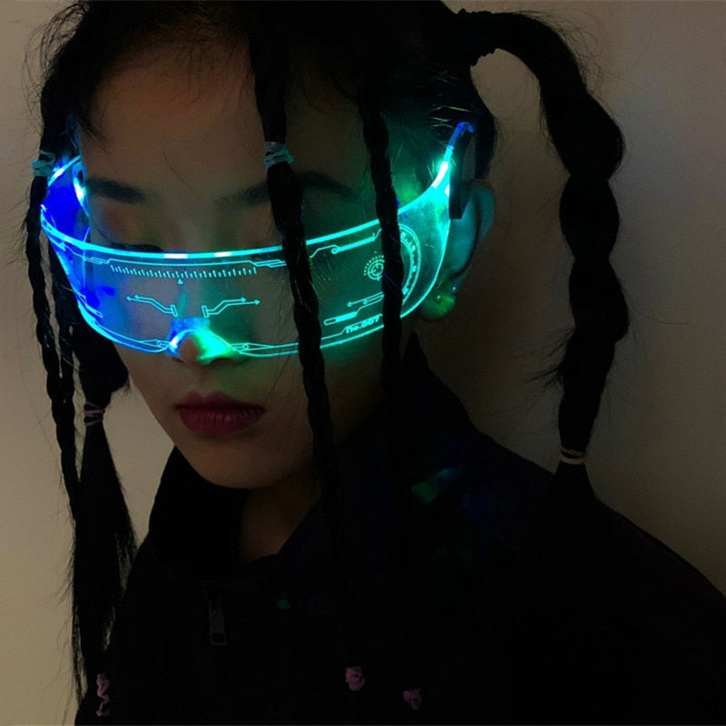 LED Luminous Sunglasses Vintage Punk Goggles