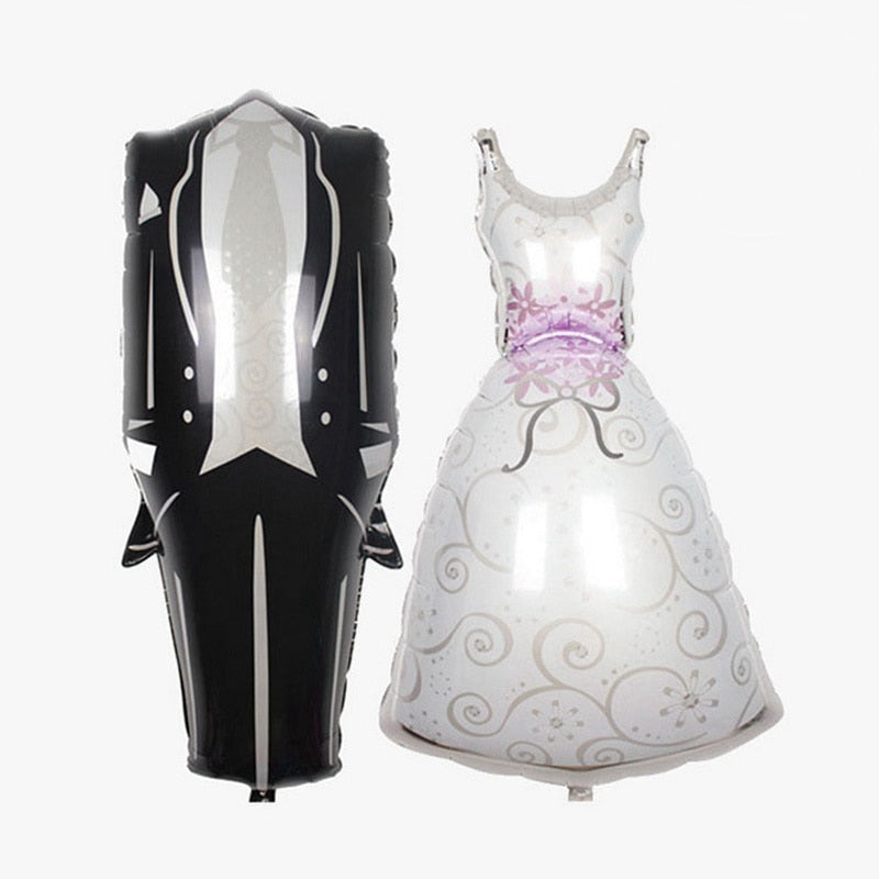Set Bride and Groom Romantic Foil Heart Balloons