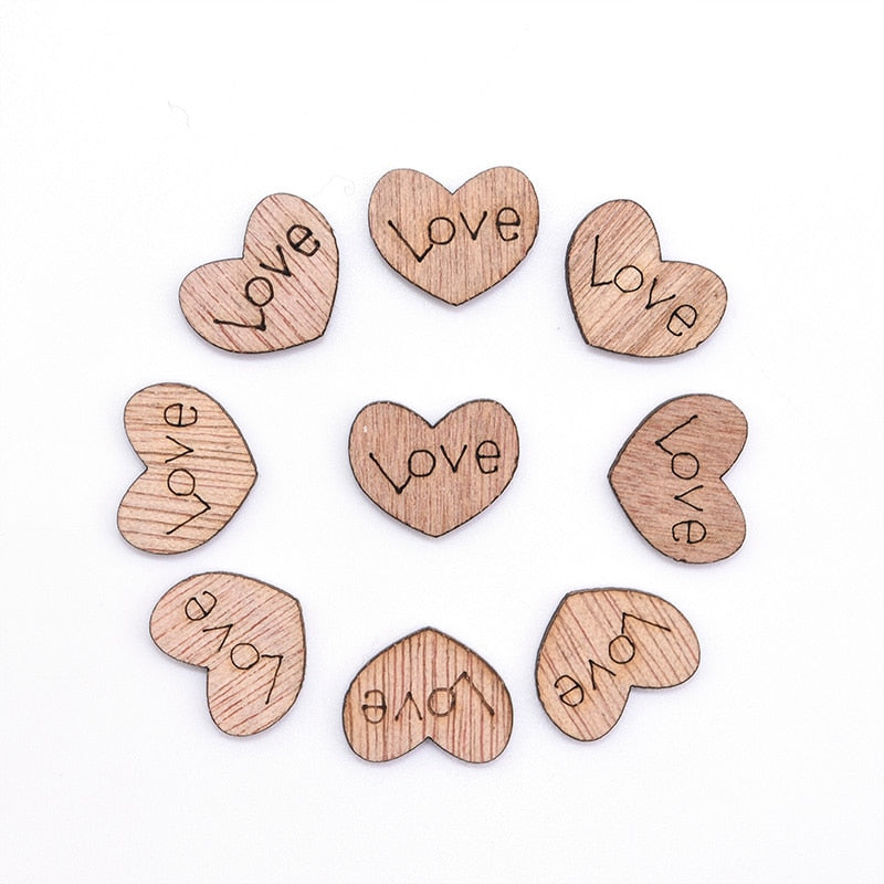 Mini Wooden Love Heart Wedding Table Scatter