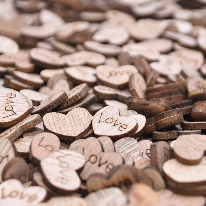 Mini Wooden Love Heart Wedding Table Scatter