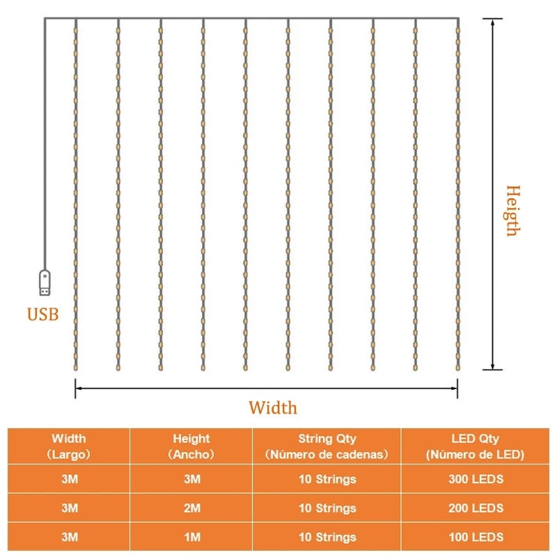 LED Curtain String Garland Rustic Wedding Party Decoration