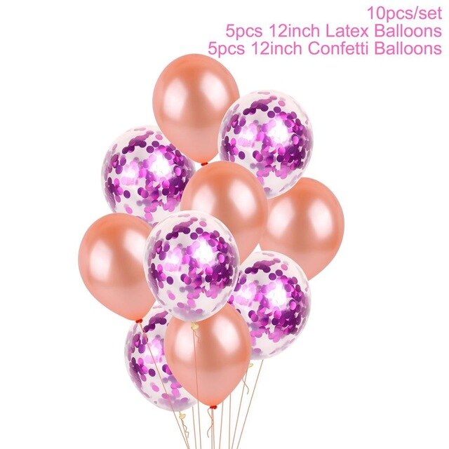 Happy Birthday Letter Banner Rose Gold Confetti Balloons