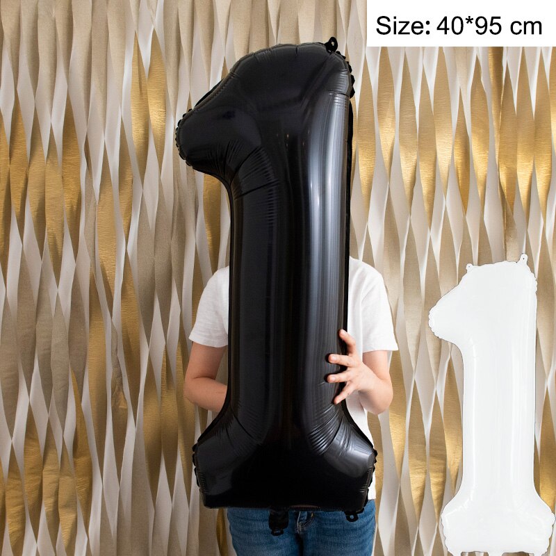 Black Figure Number Foil Balloon Banner Birthday Decoration