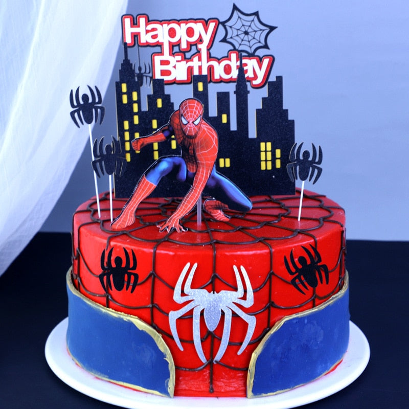 1 set Spiderman Theme Cake Toppers for Birthday