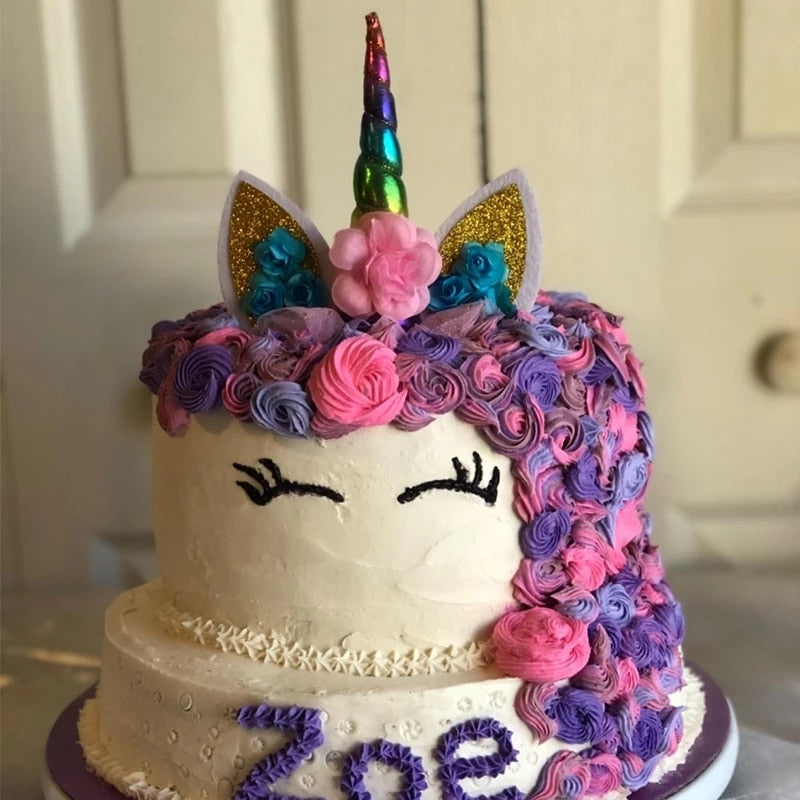 Rainbow Unicorn Cake Topper Kids Girl Birthday Party