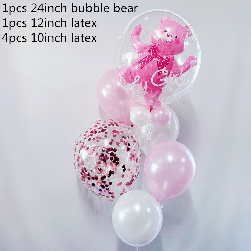 baby boy girl blue pink bubble bear aluminum foil