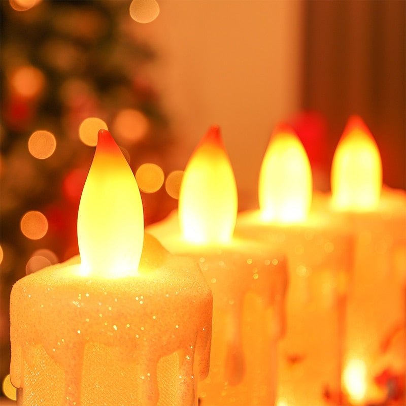 Christmas Decorative LED Simulated Flame Cartoon Candle Lamp Santa Snowman