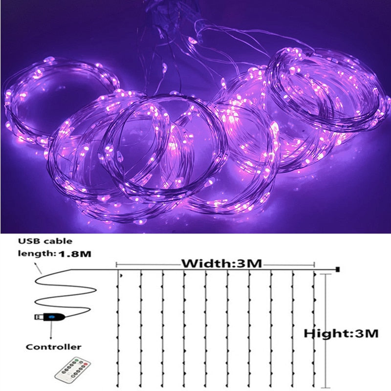 Christmas Decoration for Home Curtain String Light
