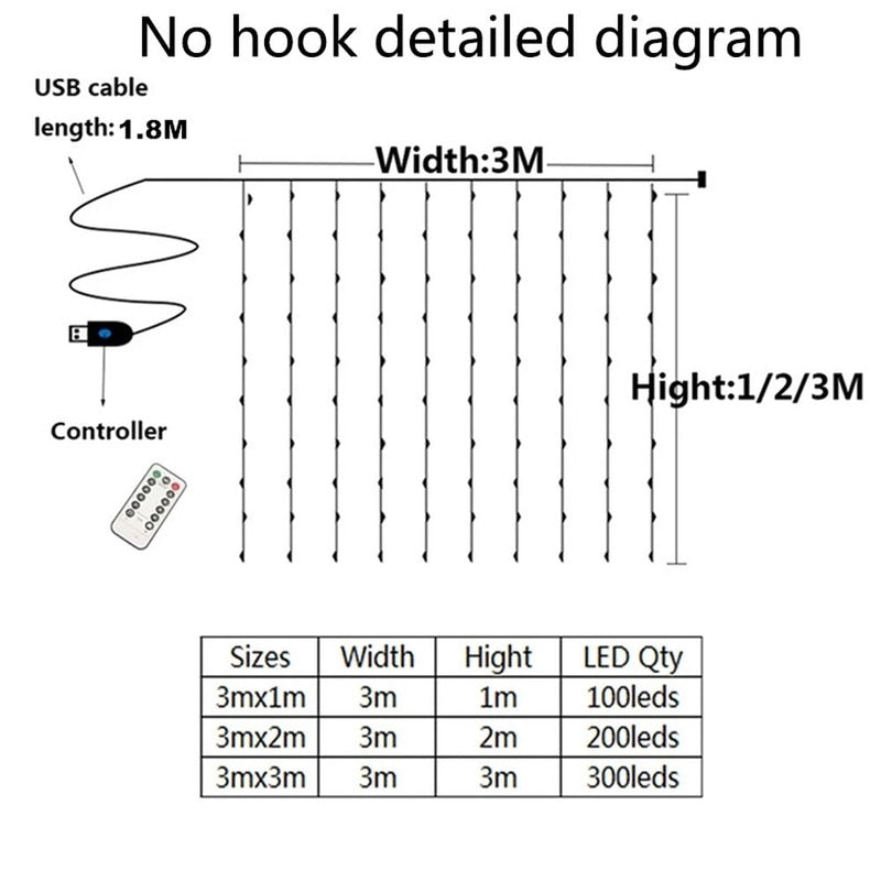 New Year Festoon Led Light 3M Curtain Holidays