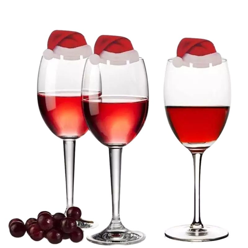 Christmas Cup Card Xmas Party Santa Hat Wine Glass Decoration