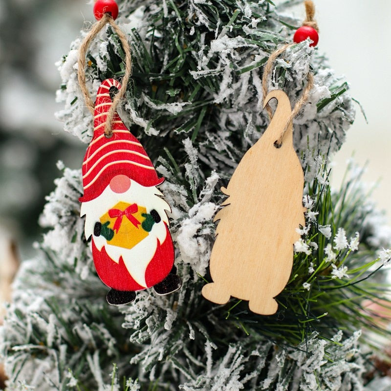 Gnomes Wooden Pendants Christmas Decorations