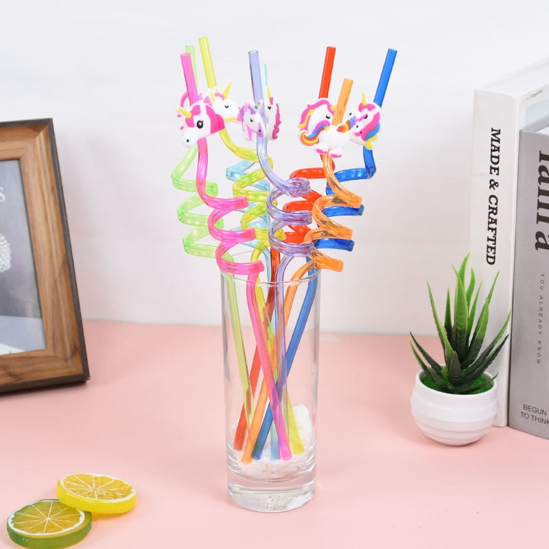 Reusable Unicorn Mermaid Flamingo Straw Smoothie
