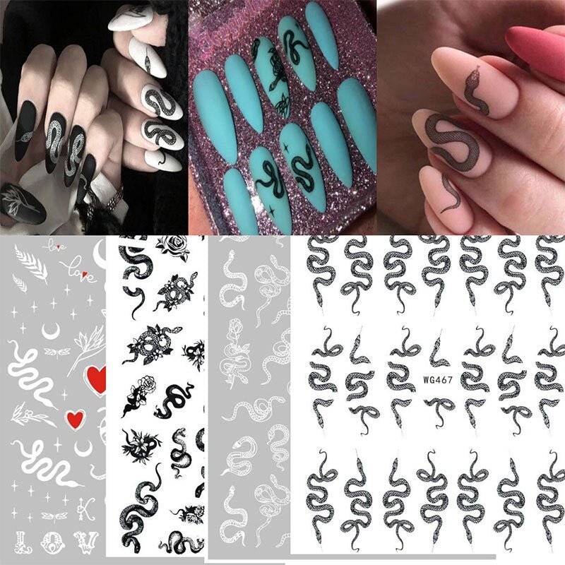 3D Snake Design Nail Art Stickers Colorful