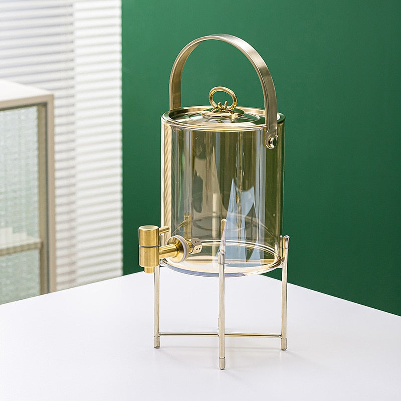 Creative Colored Glass Cool Kettle Jug Water Tank Gold Handle Faucet