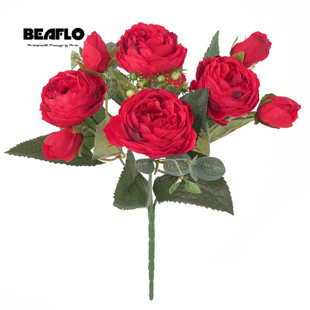 heads Artificial Peony Tea Rose Flowers Camellia Silk Fake Flower flores for DIY Home Garden Wedding Decoration