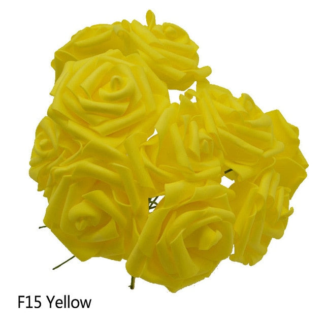 25 Heads 8CM New Colorful Artificial PE Foam Rose Flowers Bride Bouquet Home Wedding Decor Scrapbooking DIY Supplies