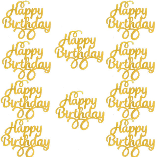10pcs Gittler Happy Birthday Cake Topper Bling Sparkle Decoration Sign Happy Birthday Cake Topper Girl`s Birthday Dessert Decor