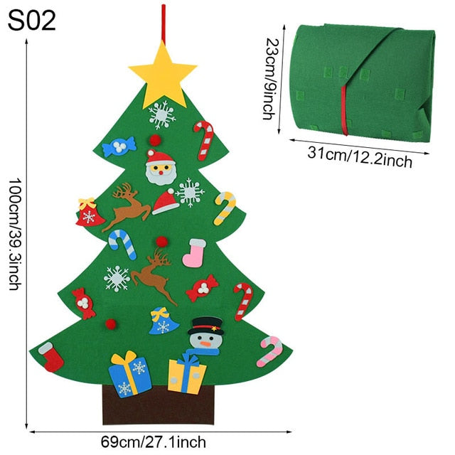 DIY Felt Christmas Tree Decorations Kids Gifts Xmas Tree Door Wall Hanging Ornaments Artificial Tree for Home Navidad Decor 2021