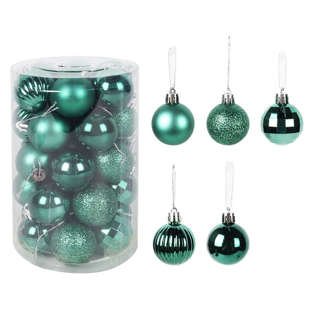 34pcs christmas ornament for xmas home decor light plastic balls natal deco one barrel ball 4cm 2021 hanging pendent new year