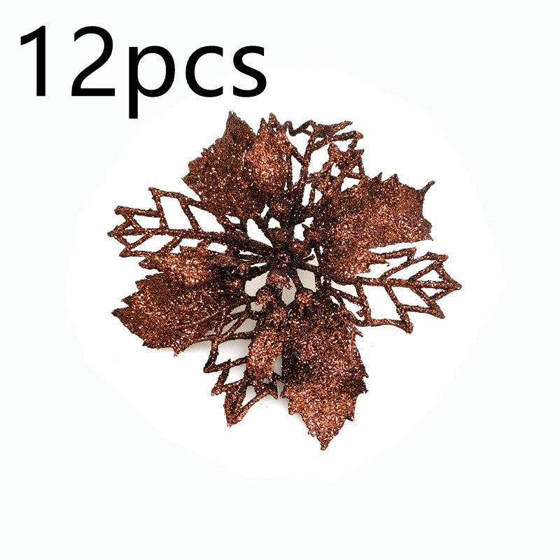 Glitter Artifical Christmas Flowers Christmas Tree Decorations