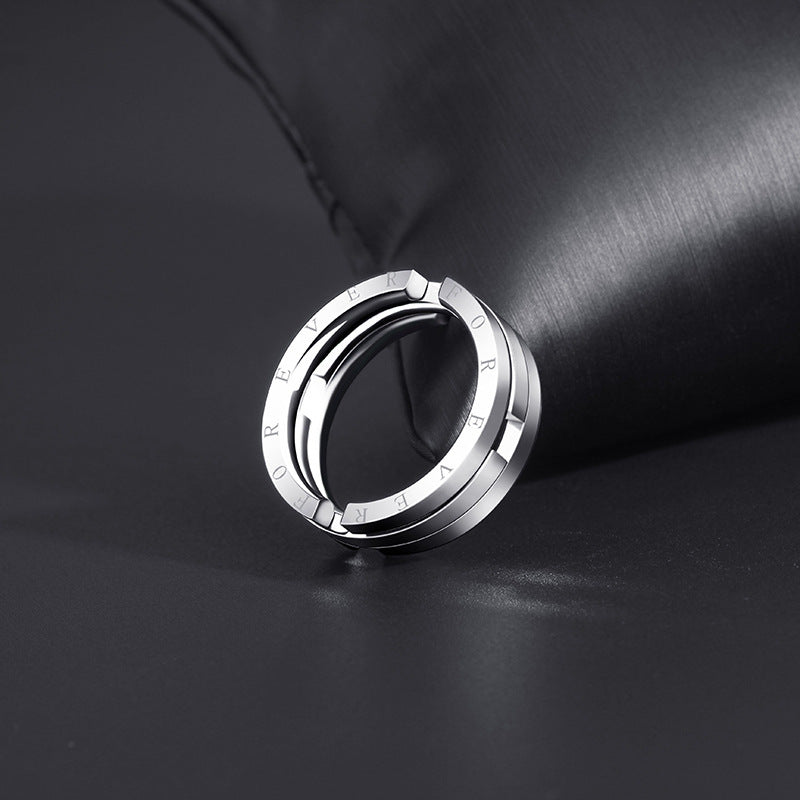 Unisex Stainless Steel Deformation Kissing Fish Ring