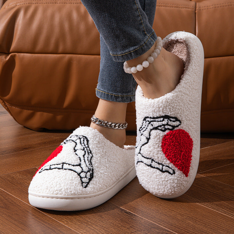 Funny Halloween Love Skull-hand Slippers Home Non-slip Slippers