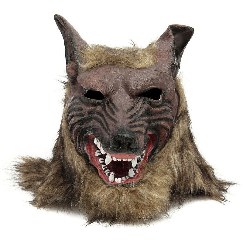 Halloween Masquerade Bar Decoration Cool Shape Vinyl Wolf Head Mask Hood
