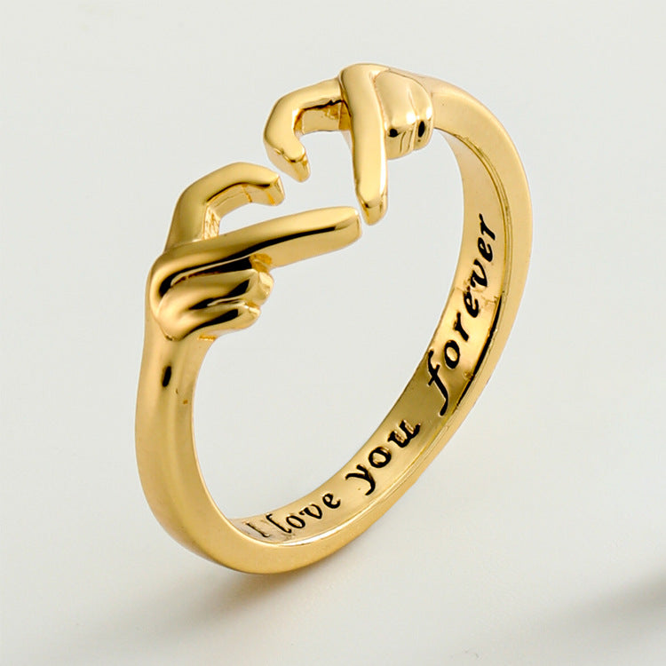 Romantic Heart Hand Hug Fashion Ring For Women Gifts