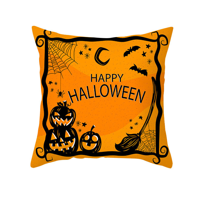 Halloween Pumpkin Letter Fleece Cushion Cover