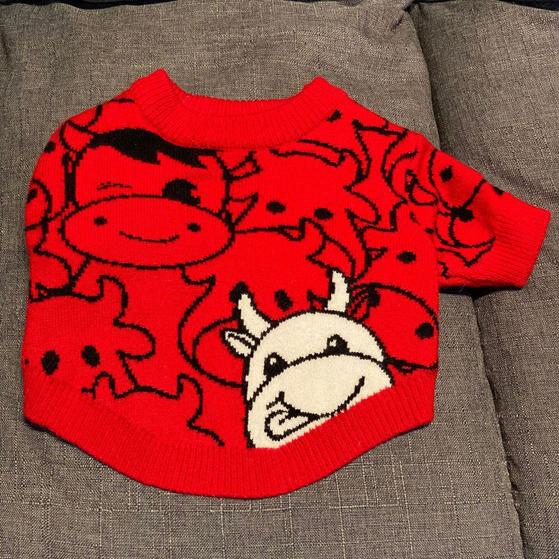 Festive Red Pet New Year Clothes For The Year Of The Ox