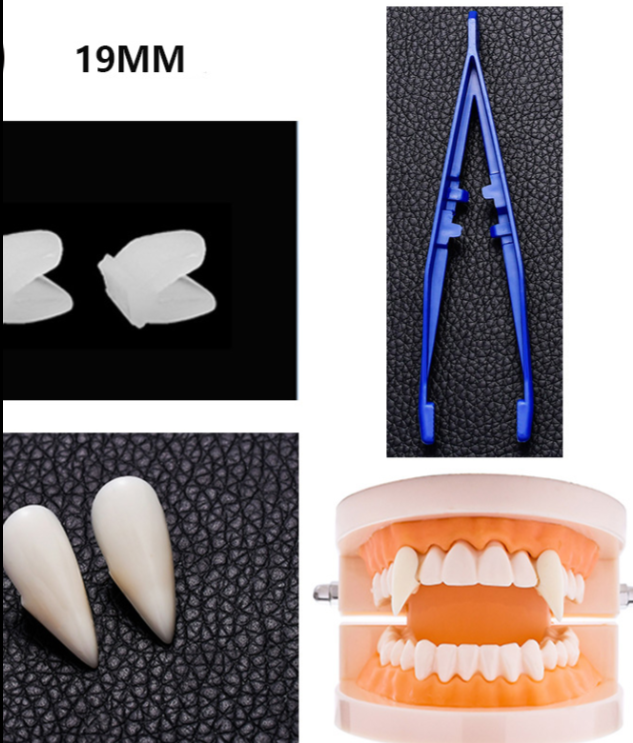 Halloween Dentures Vampire Fangs Zombie Teeth White Tiger Braces COSPLAY Masquerade Party Props