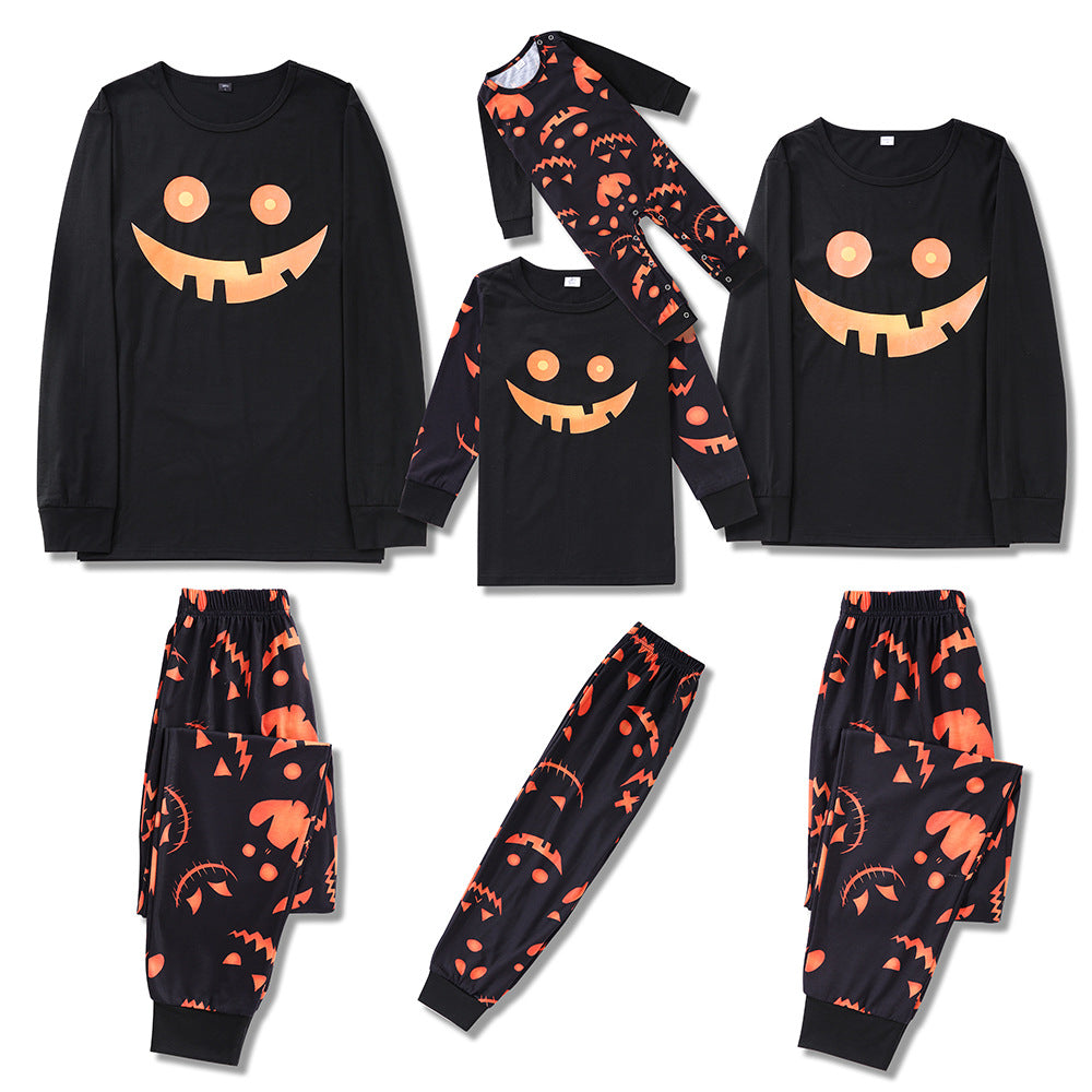 Men's And Women's Fashion Halloween Luminous Print Pajama Set